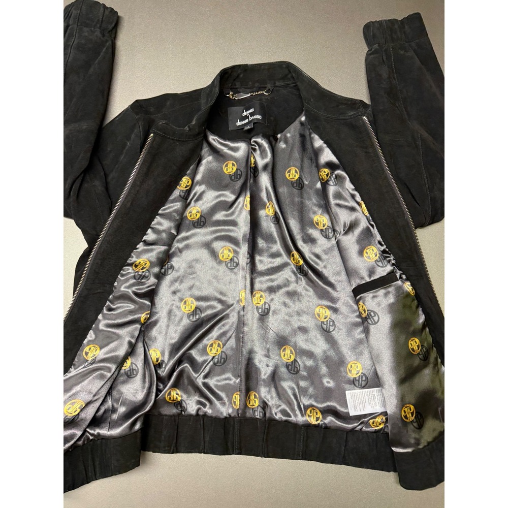 Dennis Basso Black Suede Bomber Jacket L luxury maximalist grunge business - Picture 5 of 14